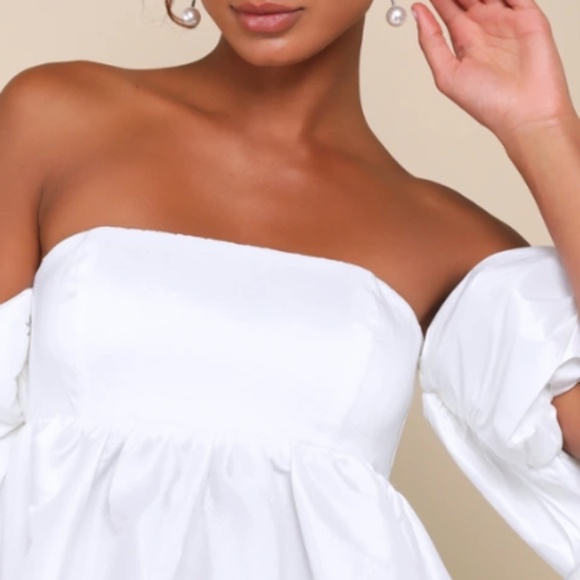 LULUS Sexy Bridal Bachelorette Engagement Bridal Shower Ruffles Babydoll Mini - Picture 3 of 5